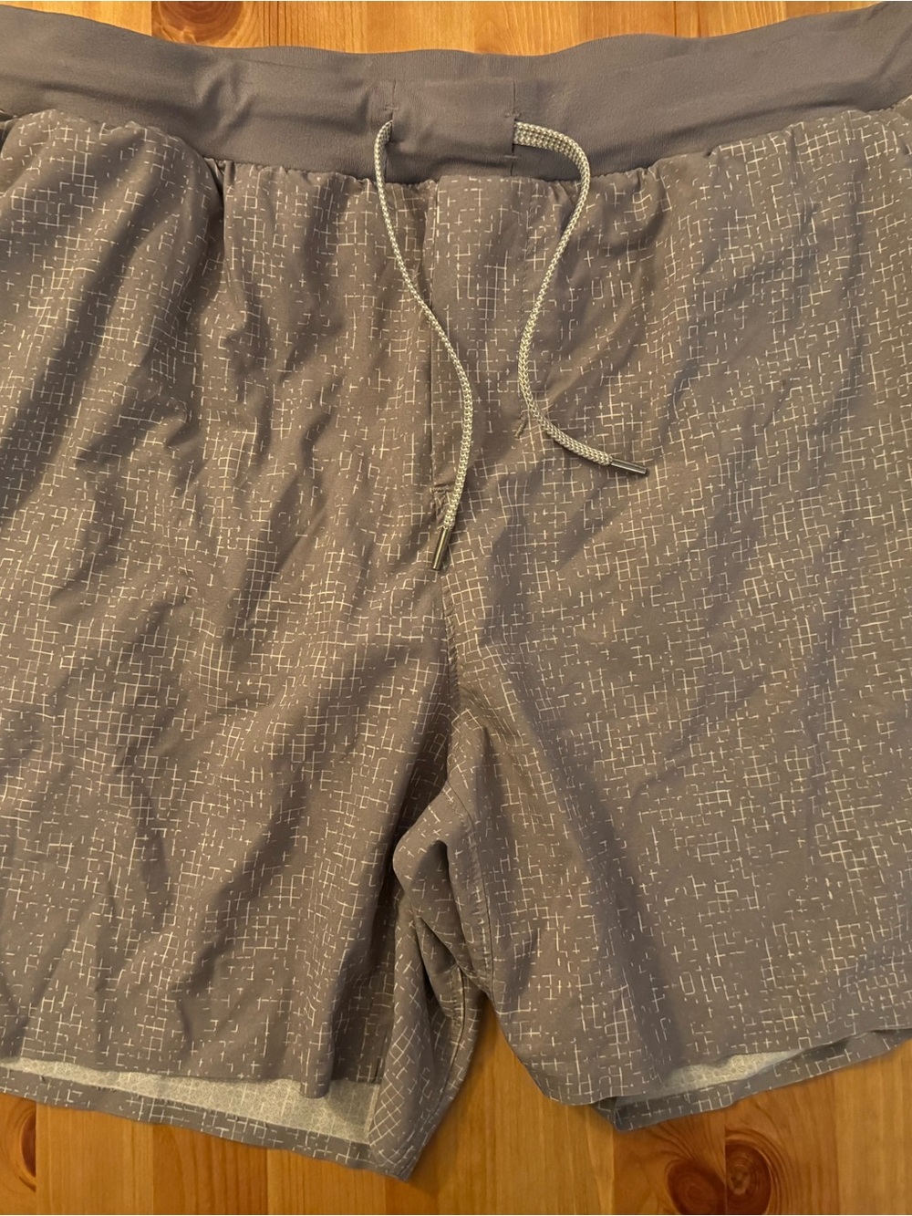 rabbit Men's Running Shorts Grey White Grid Print Athletic Shorts